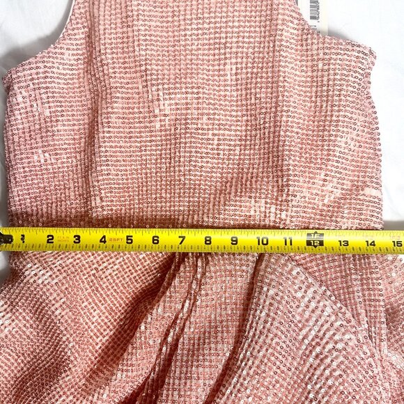 NWT Badgley Mischka Blush Pink Sequin Halter Gown Floor Length Dress Size 8 - Picture 12 of 14